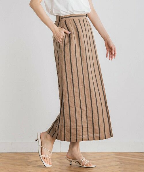 Droite lautreamont / ドロワットロートレアモン ミニ・ひざ丈スカート | リネンストライプスカート≪手洗い可能≫ | 詳細19