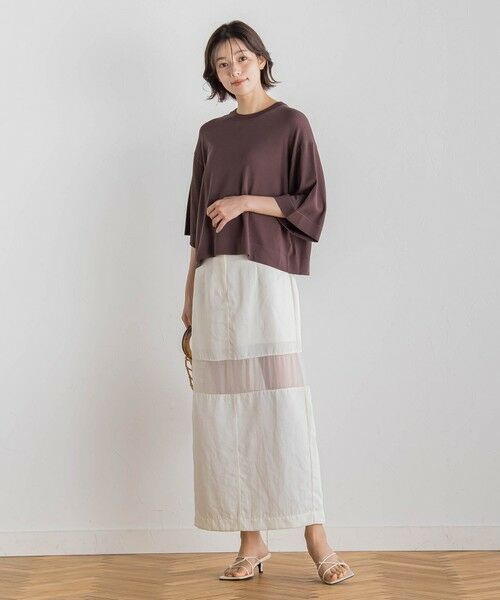 Droite lautreamont / ドロワットロートレアモン ミニ・ひざ丈スカート | 【CLANE】 シアーストレッチストレートスカート≪手洗い可能≫ | 詳細1