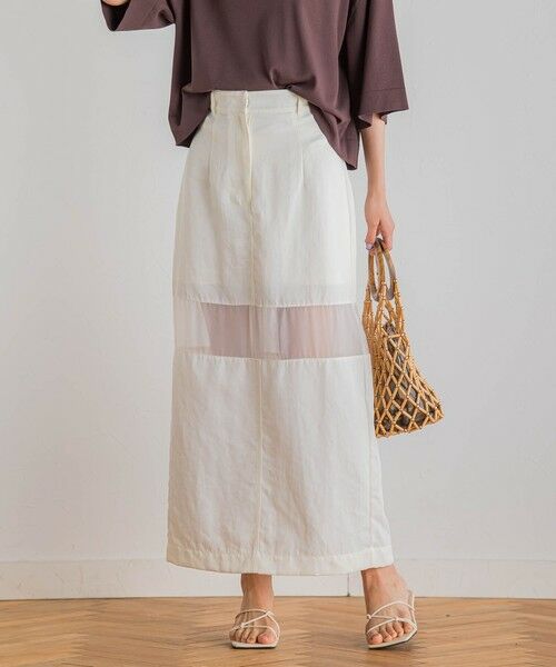 Droite lautreamont / ドロワットロートレアモン ミニ・ひざ丈スカート | 【CLANE】 シアーストレッチストレートスカート≪手洗い可能≫ | 詳細5