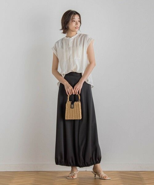 Droite lautreamont / ドロワットロートレアモン ミニ・ひざ丈スカート | 【CLANE】サテンバルーンスカート≪手洗い可能≫ | 詳細1