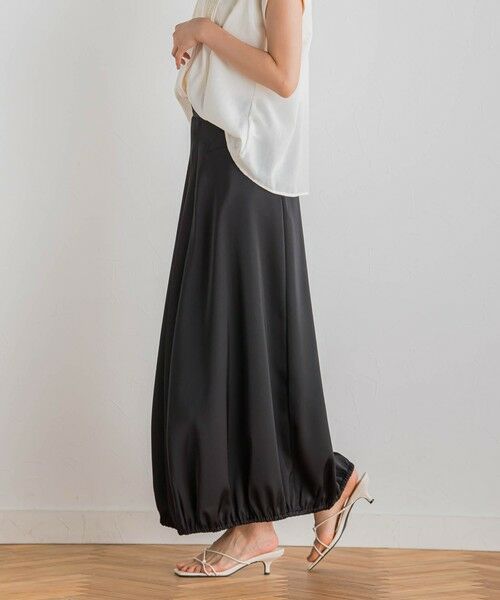 Droite lautreamont / ドロワットロートレアモン ミニ・ひざ丈スカート | 【CLANE】サテンバルーンスカート≪手洗い可能≫ | 詳細6