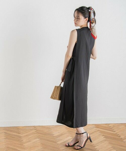 Droite lautreamont / ドロワットロートレアモン ロング・マキシ丈ワンピース | 麻調リブシャツワンピース≪手洗い可能≫ | 詳細2