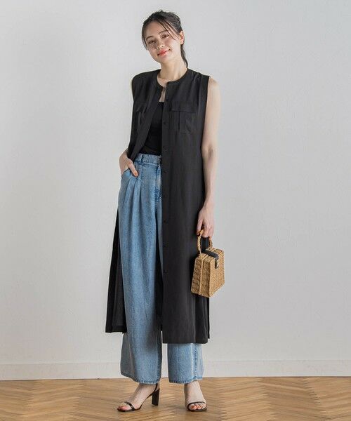 Droite lautreamont / ドロワットロートレアモン ロング・マキシ丈ワンピース | 麻調リブシャツワンピース≪手洗い可能≫ | 詳細5