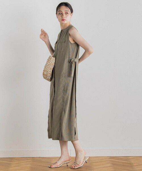 Droite lautreamont / ドロワットロートレアモン ロング・マキシ丈ワンピース | 麻調リブシャツワンピース≪手洗い可能≫ | 詳細11