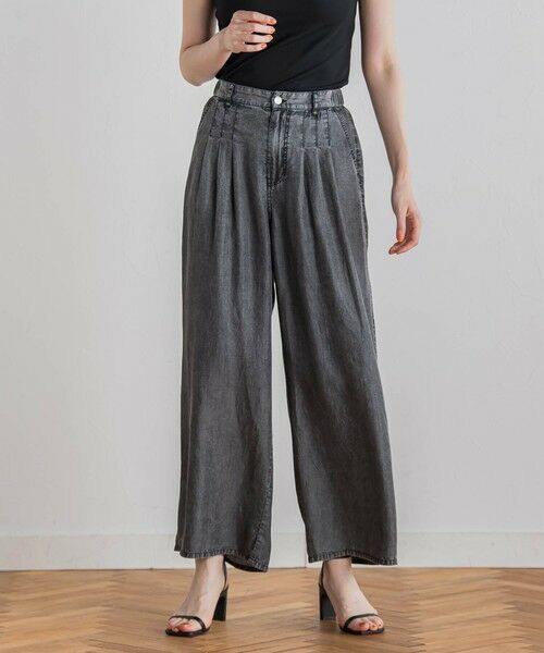 Droite lautreamont / ドロワットロートレアモン デニムパンツ | バイオシルクパウダー加工ワイドパンツ≪洗濯機で洗える≫ | 詳細1