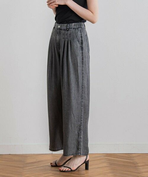 Droite lautreamont / ドロワットロートレアモン デニムパンツ | バイオシルクパウダー加工ワイドパンツ≪洗濯機で洗える≫ | 詳細2