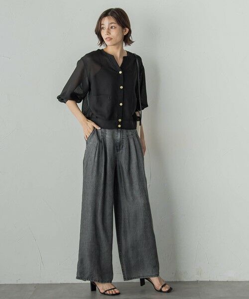 Droite lautreamont / ドロワットロートレアモン デニムパンツ | バイオシルクパウダー加工ワイドパンツ≪洗濯機で洗える≫ | 詳細14