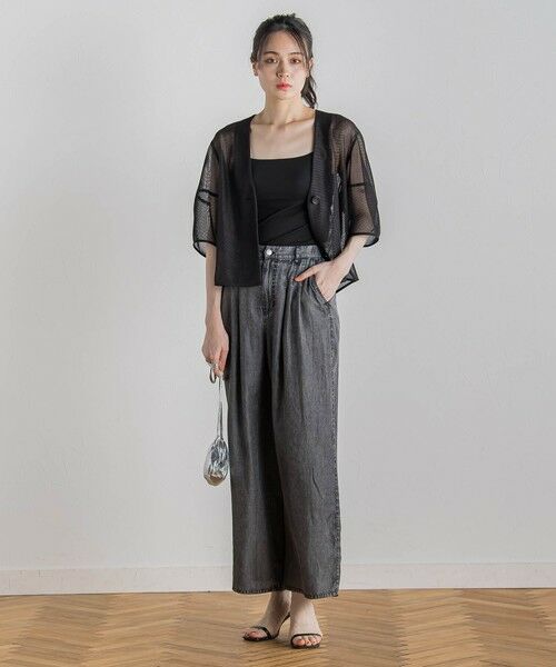 Droite lautreamont / ドロワットロートレアモン デニムパンツ | バイオシルクパウダー加工ワイドパンツ≪洗濯機で洗える≫ | 詳細5