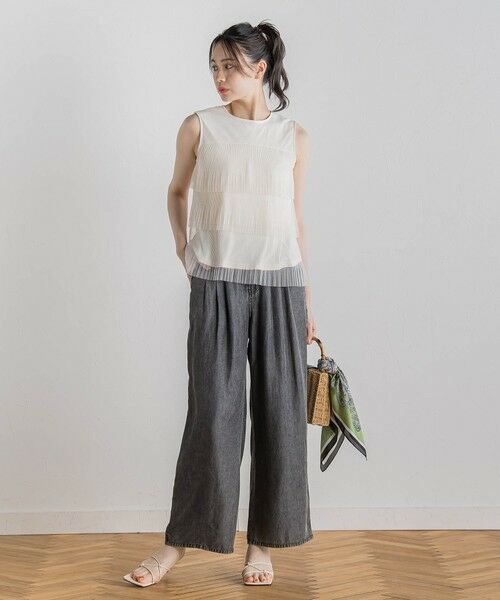 Droite lautreamont / ドロワットロートレアモン デニムパンツ | バイオシルクパウダー加工ワイドパンツ≪洗濯機で洗える≫ | 詳細8