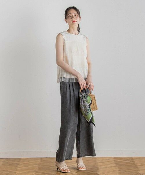 Droite lautreamont / ドロワットロートレアモン デニムパンツ | バイオシルクパウダー加工ワイドパンツ≪洗濯機で洗える≫ | 詳細9