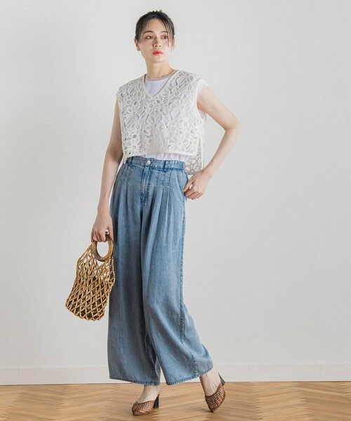 Droite lautreamont / ドロワットロートレアモン デニムパンツ | バイオシルクパウダー加工ワイドパンツ≪洗濯機で洗える≫ | 詳細26