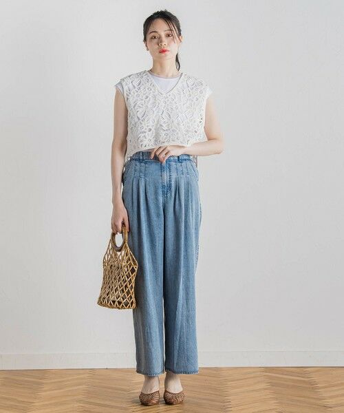 Droite lautreamont / ドロワットロートレアモン デニムパンツ | バイオシルクパウダー加工ワイドパンツ≪洗濯機で洗える≫ | 詳細27