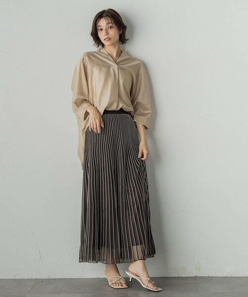 Droite lautreamont / ドロワットロートレアモン ミニ・ひざ丈スカート | シアーストライプスカート≪手洗い可能≫ | 詳細4