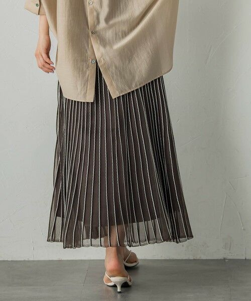 Droite lautreamont / ドロワットロートレアモン ミニ・ひざ丈スカート | シアーストライプスカート≪手洗い可能≫ | 詳細6