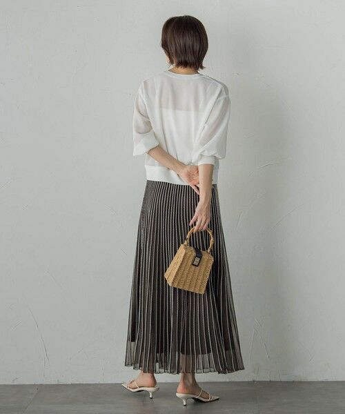 Droite lautreamont / ドロワットロートレアモン ミニ・ひざ丈スカート | シアーストライプスカート≪手洗い可能≫ | 詳細8