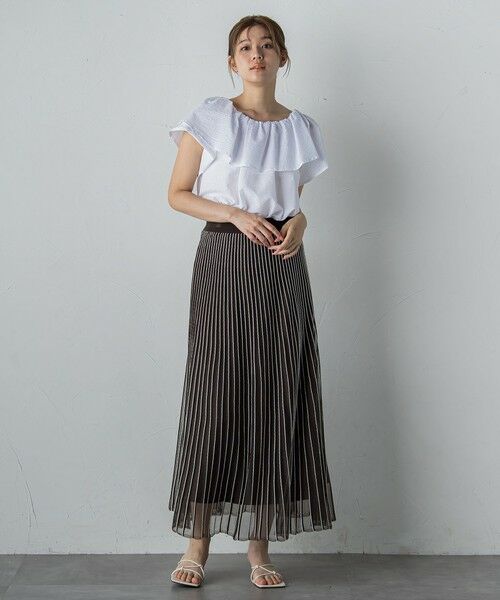 Droite lautreamont / ドロワットロートレアモン ミニ・ひざ丈スカート | シアーストライプスカート≪手洗い可能≫ | 詳細13