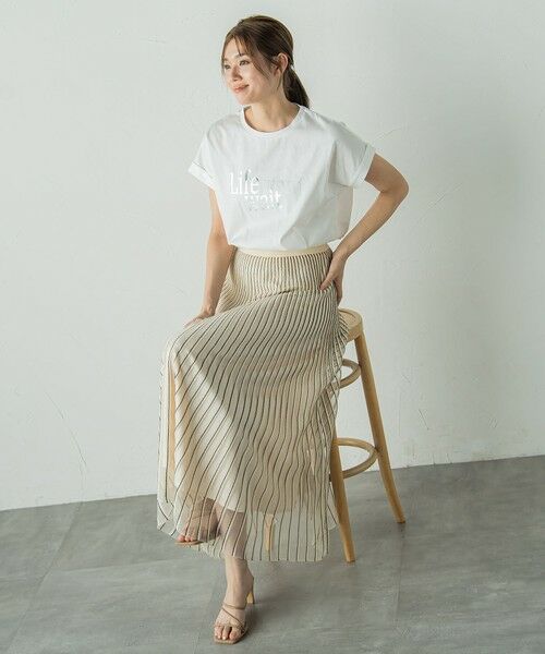 Droite lautreamont / ドロワットロートレアモン ミニ・ひざ丈スカート | シアーストライプスカート≪手洗い可能≫ | 詳細26