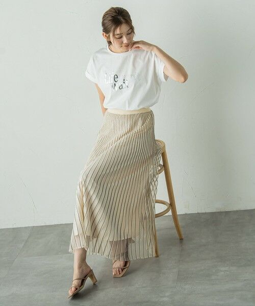 Droite lautreamont / ドロワットロートレアモン ミニ・ひざ丈スカート | シアーストライプスカート≪手洗い可能≫ | 詳細27