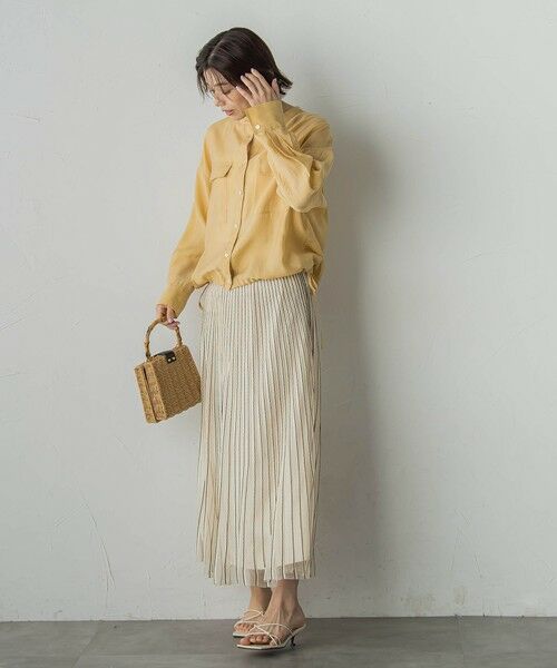 Droite lautreamont / ドロワットロートレアモン ミニ・ひざ丈スカート | シアーストライプスカート≪手洗い可能≫ | 詳細20