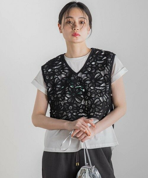 Droite lautreamont / ドロワットロートレアモン ダウンジャケット・ベスト | コットンレースベスト≪手洗い可能≫ | 詳細17