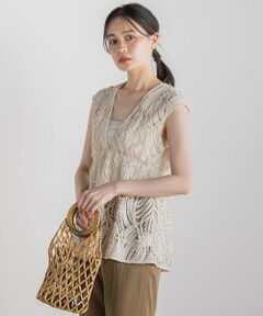 Droite lautreamont / ドロワットロートレアモン シャツ・ブラウス | チュールコード刺繍ビスチェ≪洗濯機で洗える≫