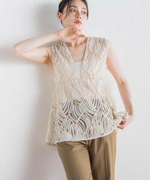 Droite lautreamont / ドロワットロートレアモン シャツ・ブラウス | チュールコード刺繍ビスチェ≪洗濯機で洗える≫ | 詳細4