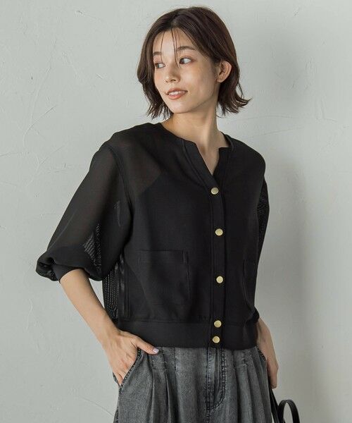 Droite lautreamont / ドロワットロートレアモン カーディガン・ボレロ | 変わり織りメッシュVカーディガン≪手洗い可能≫ | 詳細16