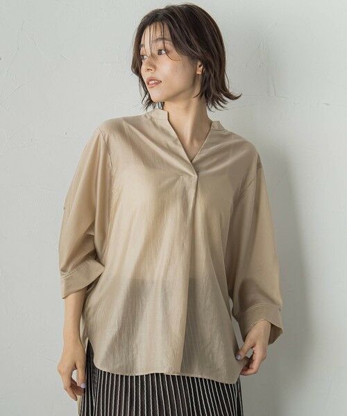 Droite lautreamont/ドロワットロートレアモン セミシアースキッパーブラウス≪洗濯機で洗える≫ ベージュ M Droite lautreamont/ドロワットロートレアモン セミシアースキッパーブラウス≪洗濯機で洗える≫ ベージュ M
