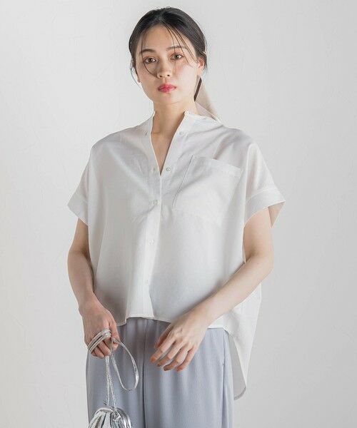 Droite lautreamont / ドロワットロートレアモン シャツ・ブラウス | 【WEB限定】麻調バックヨークテープ切替えブラウス≪洗濯機で洗える≫ | 詳細1