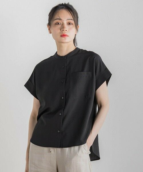 Droite lautreamont/ドロワットロートレアモン 【WEB限定】麻調バックヨークテープ切替えブラウス≪洗濯機で洗える≫ ブラック M Droite lautreamont/ドロワットロートレアモン 【WEB限定】麻調バックヨークテープ切替えブラウス≪洗濯機で洗える≫ ブラック M