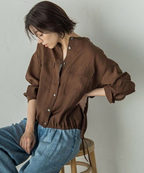 Droite lautreamont/ドロワットロートレアモン セミシアードロストシャツ≪手洗い可能≫ ブラウン M Droite lautreamont/ドロワットロートレアモン セミシアードロストシャツ≪手洗い可能≫ ブラウン M