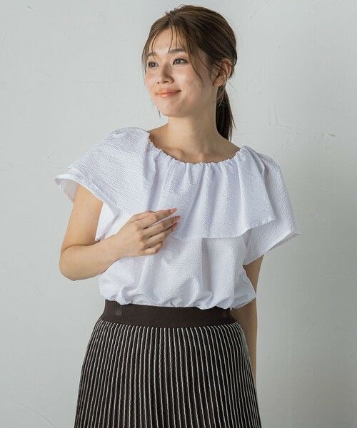 Droite lautreamont/ドロワットロートレアモン 【WEB限定】ワンダーウェーブクロスブラウス≪手洗い可能≫ オフホワイト M Droite lautreamont/ドロワットロートレアモン 【WEB限定】ワンダーウェーブクロスブラウス≪手洗い可能≫ オフホワイト M