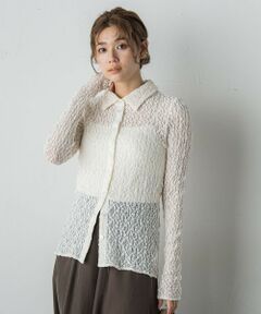 Droite lautreamont / ドロワットロートレアモン カットソー | フラワーシャーリングレースカットソー≪洗濯機で洗える≫