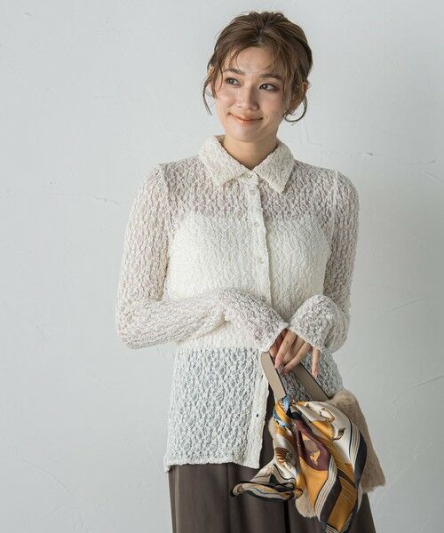 Droite lautreamont / ドロワットロートレアモン カットソー | フラワーシャーリングレースカットソー≪洗濯機で洗える≫ | 詳細4