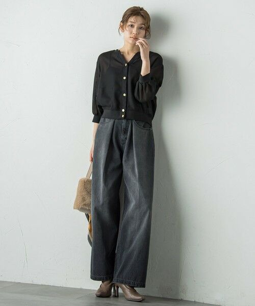 Droite lautreamont / ドロワットロートレアモン その他パンツ | タックデニムパンツ≪洗濯機で洗える≫ | 詳細1