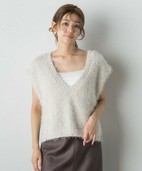 Droite lautreamont / ドロワットロートレアモン ダウンジャケット・ベスト | ラメフェザーニットベスト≪手洗い可能≫ | 詳細5