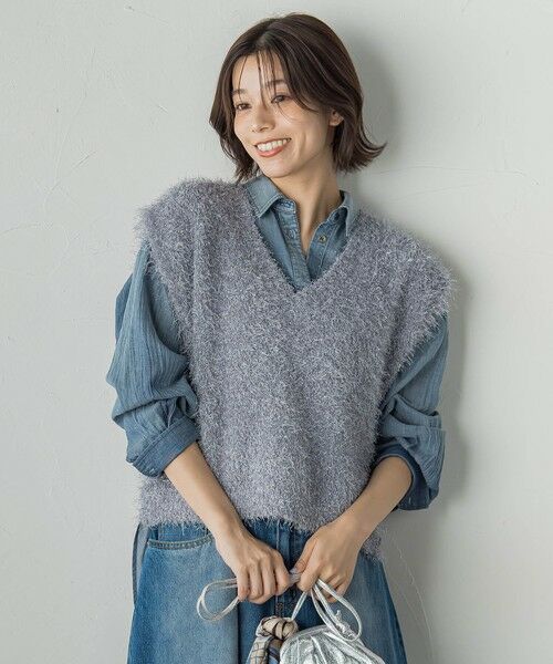 Droite lautreamont / ドロワットロートレアモン ダウンジャケット・ベスト | ラメフェザーニットベスト≪手洗い可能≫ | 詳細25