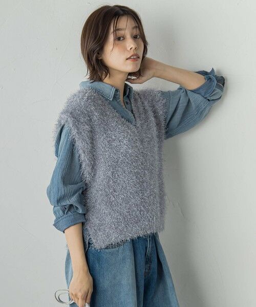 Droite lautreamont / ドロワットロートレアモン ダウンジャケット・ベスト | ラメフェザーニットベスト≪手洗い可能≫ | 詳細28