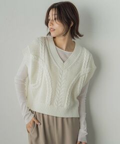 Droite lautreamont / ドロワットロートレアモン ダウンジャケット・ベスト | メッシュケーブルニットベスト≪手洗い可能≫