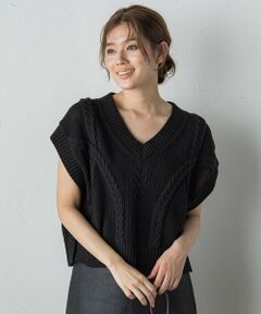 Droite lautreamont / ドロワットロートレアモン ダウンジャケット・ベスト | メッシュケーブルニットベスト≪手洗い可能≫