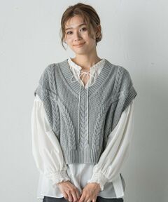 Droite lautreamont / ドロワットロートレアモン ダウンジャケット・ベスト | メッシュケーブルニットベスト≪手洗い可能≫