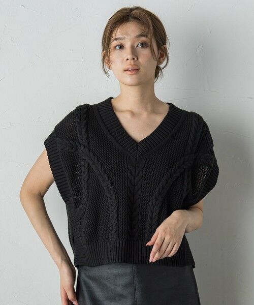 Droite lautreamont / ドロワットロートレアモン ダウンジャケット・ベスト | メッシュケーブルニットベスト≪手洗い可能≫ | 詳細12