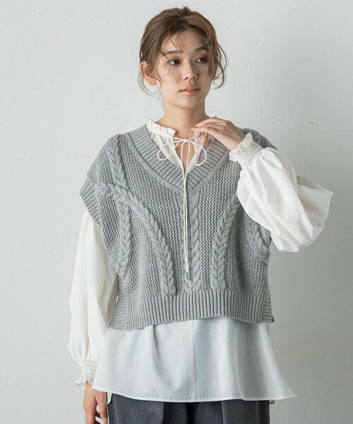 Droite lautreamont / ドロワットロートレアモン ダウンジャケット・ベスト | メッシュケーブルニットベスト≪手洗い可能≫ | 詳細19