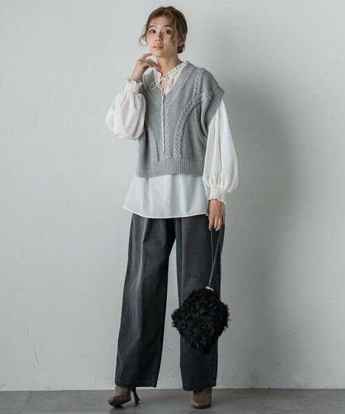 Droite lautreamont / ドロワットロートレアモン ダウンジャケット・ベスト | メッシュケーブルニットベスト≪手洗い可能≫ | 詳細17