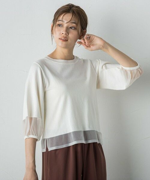 Droite lautreamont / ドロワットロートレアモン ニット・セーター | シアー切替えニット≪手洗い可能≫ | 詳細6