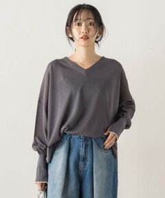 Droite lautreamont / ドロワットロートレアモン ニット・セーター | Vネックバイカラープルオーバー≪手洗い可能≫