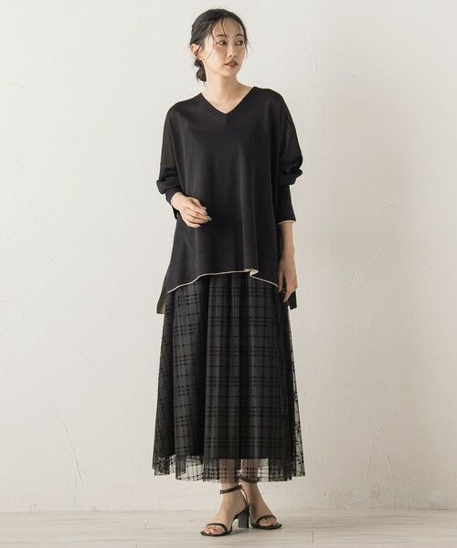 Droite lautreamont / ドロワットロートレアモン ニット・セーター | Vネックバイカラープルオーバー≪手洗い可能≫ | 詳細1