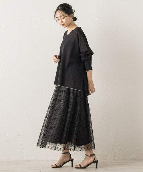 Droite lautreamont / ドロワットロートレアモン ニット・セーター | Vネックバイカラープルオーバー≪手洗い可能≫ | 詳細2