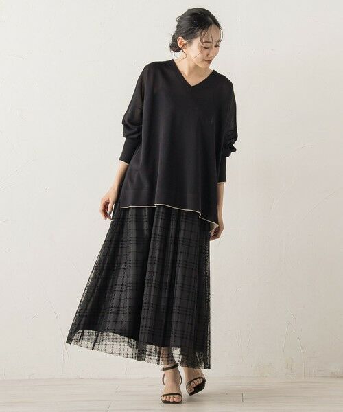 Droite lautreamont / ドロワットロートレアモン ニット・セーター | Vネックバイカラープルオーバー≪手洗い可能≫ | 詳細4