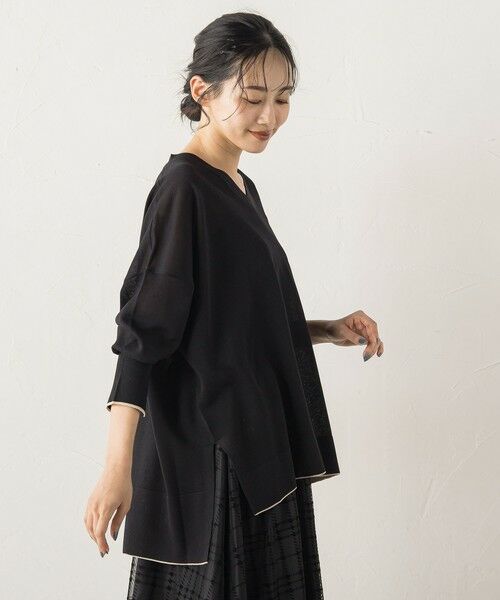 Droite lautreamont / ドロワットロートレアモン ニット・セーター | Vネックバイカラープルオーバー≪手洗い可能≫ | 詳細7